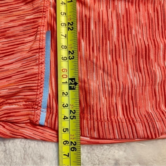Velocity Athletic Top Large Coral Burgundy Grey Stripes Short-Sleeve Stretch - Picture 12 of 12